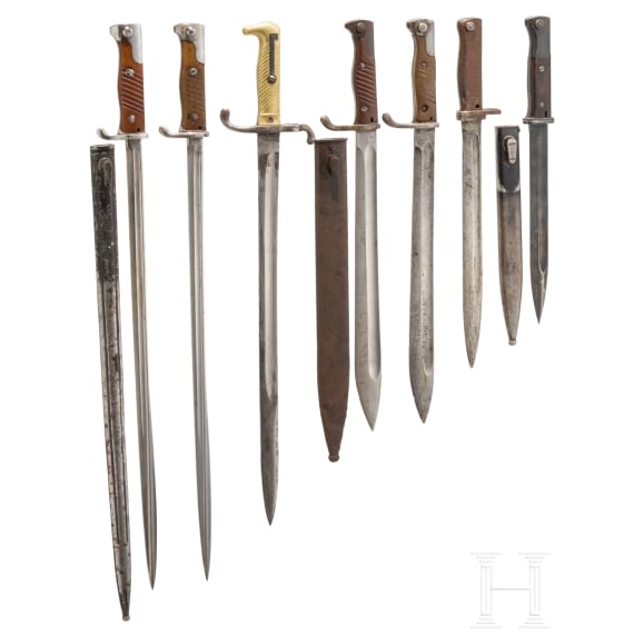 Seven German Mauser bayonets