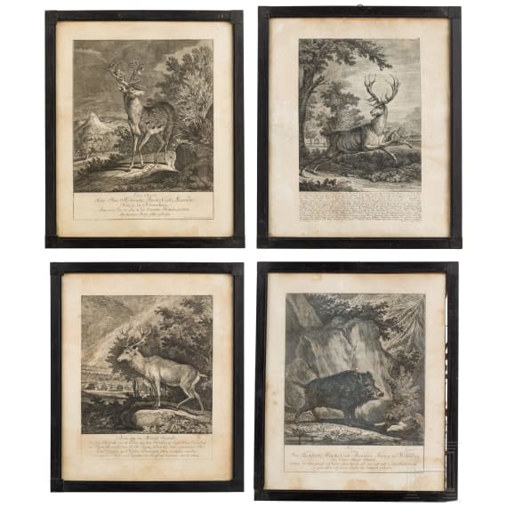 Four engravings by Johan Elias Ridinger, Augsburg, circa 1760