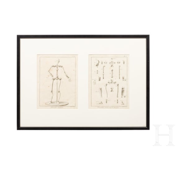 A framed French graphic showing mannequins and their construction, labelled Bernard Direxit, 19th century