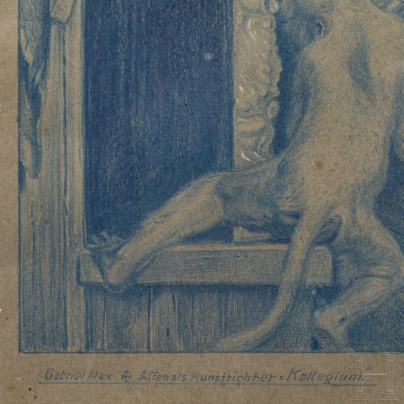 "Monkeys as judges of art", after Gabriel von Max, Munich, dated 1913
