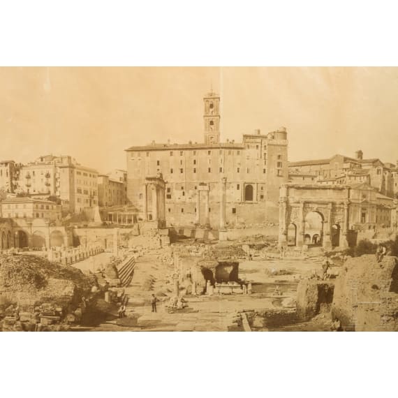 A large Italian print of the "Forum Romanum" in Rome, circa 1880