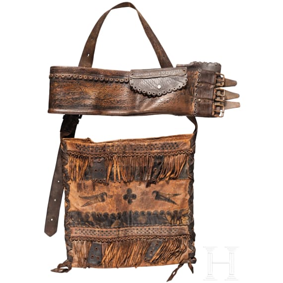 Jagdliche Tasche und Leibriemen, alpenl&auml;ndisch, 19. Jhdt.
