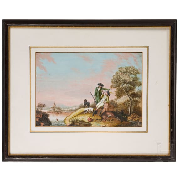 A fine South German gouache with a hunting motif, circa 1800