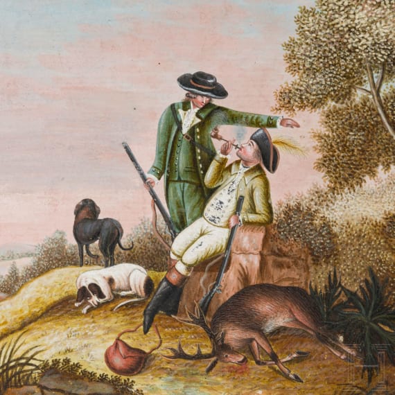 A fine South German gouache with a hunting motif, circa 1800
