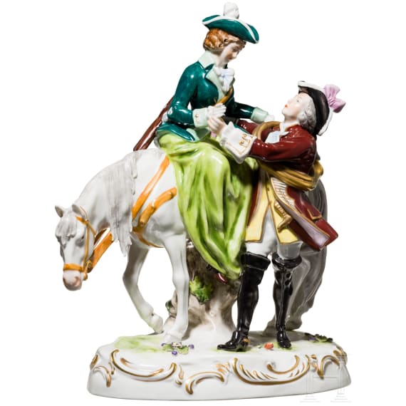 A huntress on horseback, Scheibe-Alsbach porcelain manufactory, 20th century