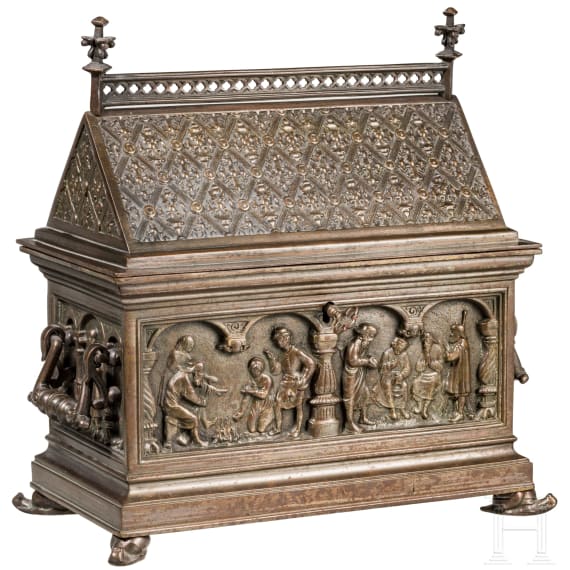 A German cast iron casket in Gothic style, circa 1860