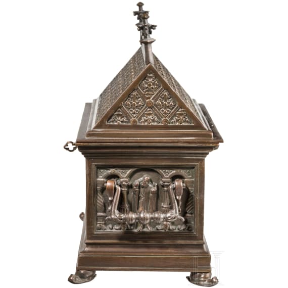 A German cast iron casket in Gothic style, circa 1860