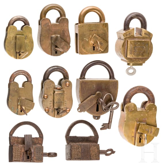 Ten indian padlocks, 19th century