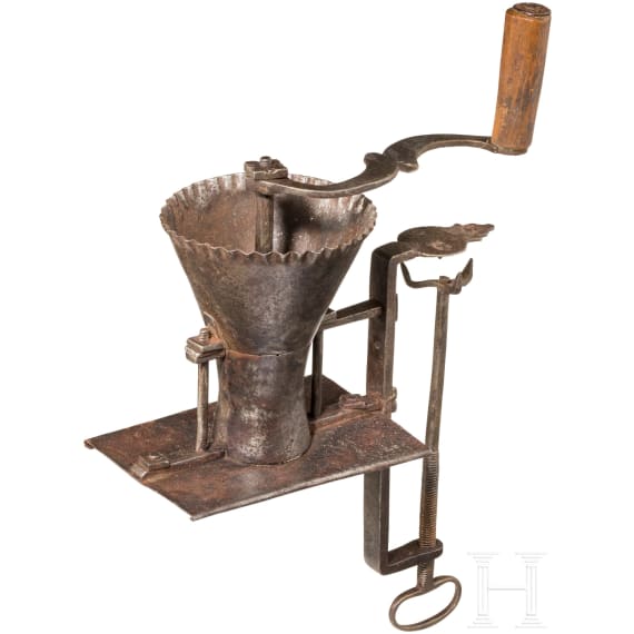 A Baroque iron spice or coffee mill, Alpine region, 18th ct.