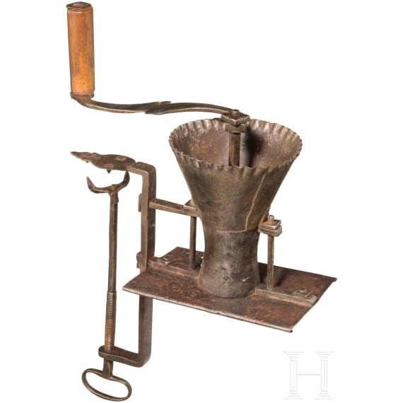 A Baroque iron spice or coffee mill, Alpine region, 18th ct.