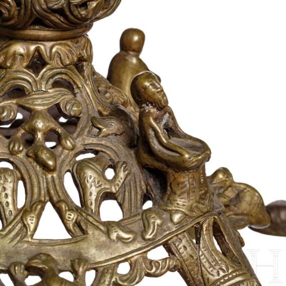 A pair of pricket candle holders, historicism in Romanesque style