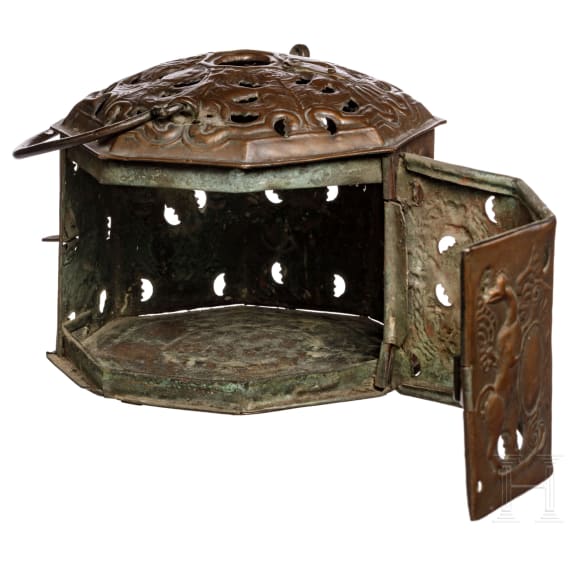 An ornate northern German copper foot warmer, Hannover/Brunswick, circa 1680/90