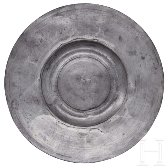 A Swiss Wilhelm-Tell pewter plate, St. Gallen or Wil, 2nd half of the 17th century