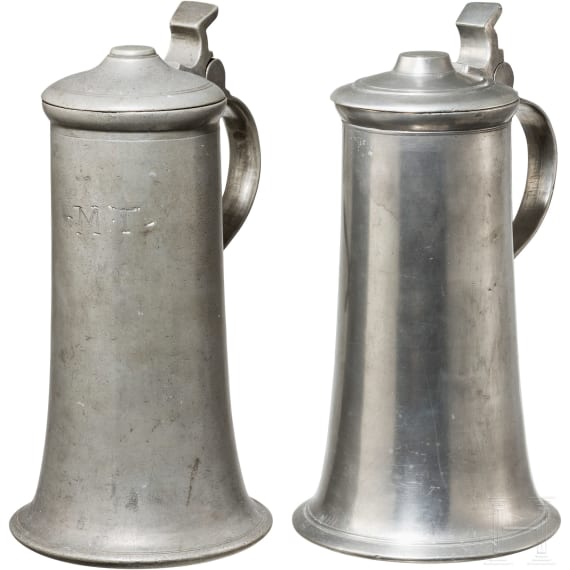 Two German tin jugs, Nuremberg, circa 1720