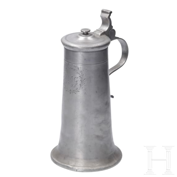Two southern German pewter jugs, dated 1718 and 1751