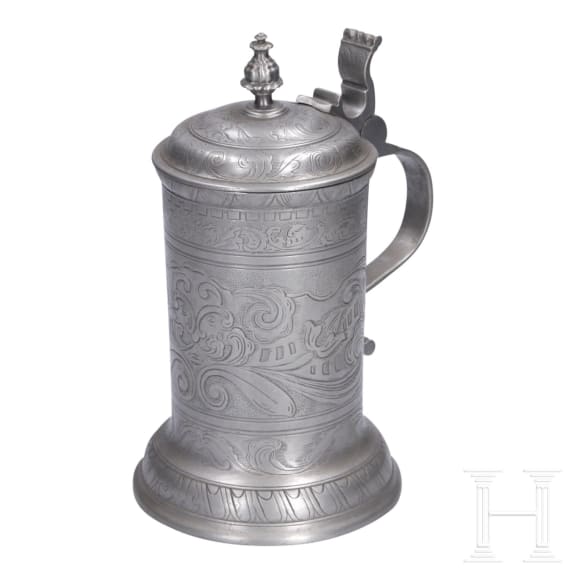 An engraved pewter tankard, Zurich, circa 1760