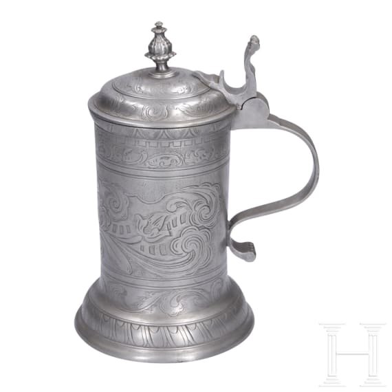 An engraved pewter tankard, Zurich, circa 1760