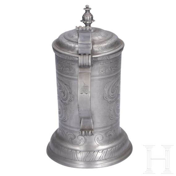 An engraved pewter tankard, Zurich, circa 1760