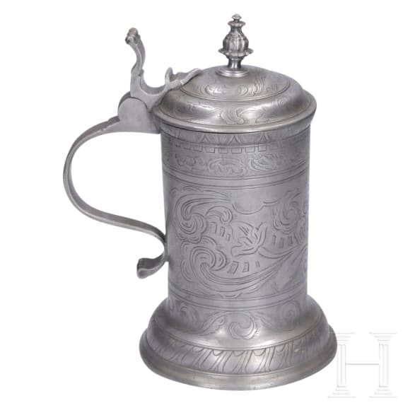An engraved pewter tankard, Zurich, circa 1760