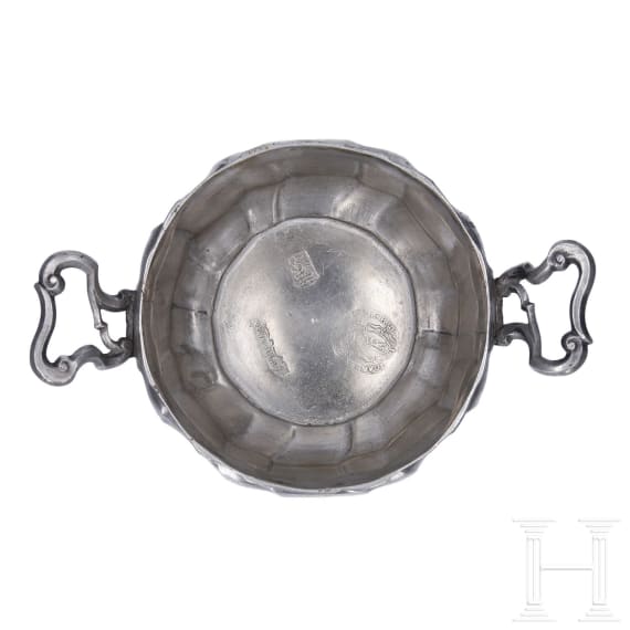 Three pieces of Bohemian pewter tableware, 18th century