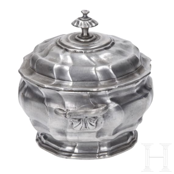 Three pieces of Bohemian pewter tableware, 18th century