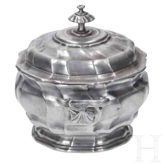 Three pieces of Bohemian pewter tableware, 18th century