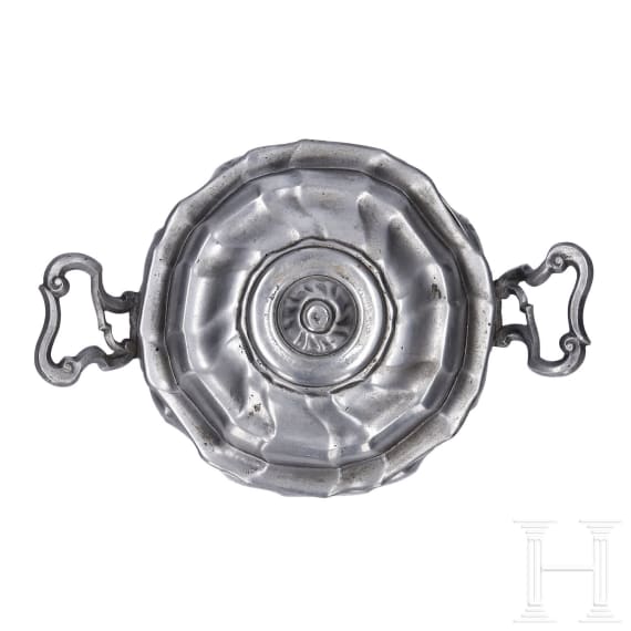 Three pieces of Bohemian pewter tableware, 18th century