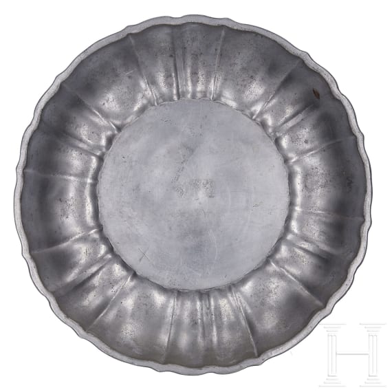 Three pieces of Bohemian pewter tableware, 18th century