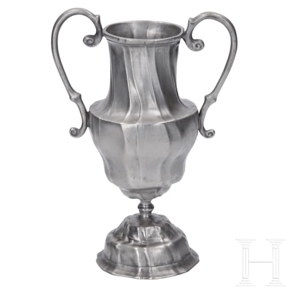Three pieces of Bohemian pewter tableware, 18th century