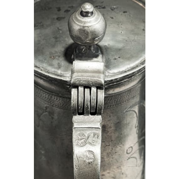 A large tin jug as shooting price for the shooters of Borgstede/Varel, dated 1770