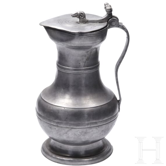 Two Wallis-Swiss pewter jugs, 2nd half of the 18th century