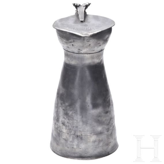 Two Wallis-Swiss pewter jugs, 2nd half of the 18th century