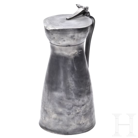 Two Wallis-Swiss pewter jugs, 2nd half of the 18th century