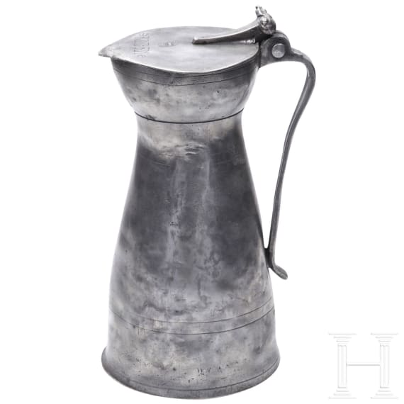 Two Wallis-Swiss pewter jugs, 2nd half of the 18th century