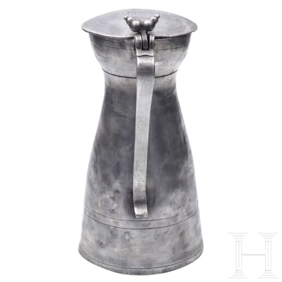 Two Wallis-Swiss pewter jugs, 2nd half of the 18th century