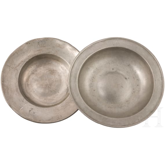 Two tin plates, South German, 2nd half of the 18th century