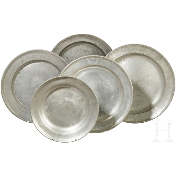 Five tin plates, Frankfurt/Bauzen, 2nd half of the 18th century