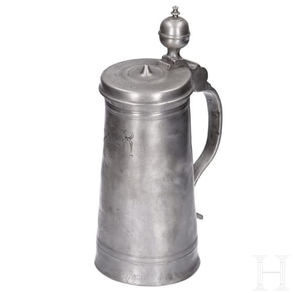 Two pewter tankards, Saxony, late 18th century