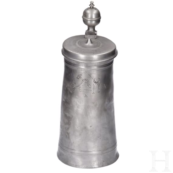 Two pewter tankards, Saxony, late 18th century