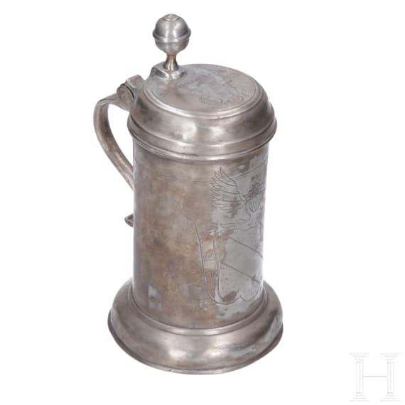 Two pewter tankards, Saxony, late 18th century