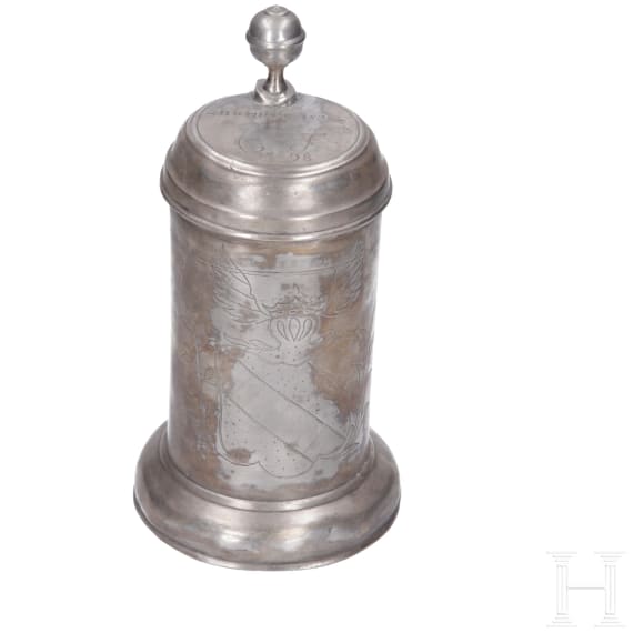 Two pewter tankards, Saxony, late 18th century