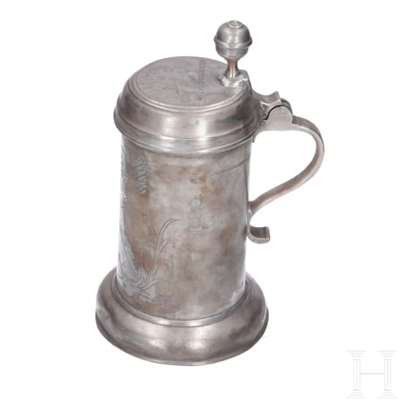 Two pewter tankards, Saxony, late 18th century