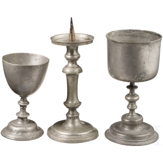Two cups and a candlestick, Germany, 18th/19th century