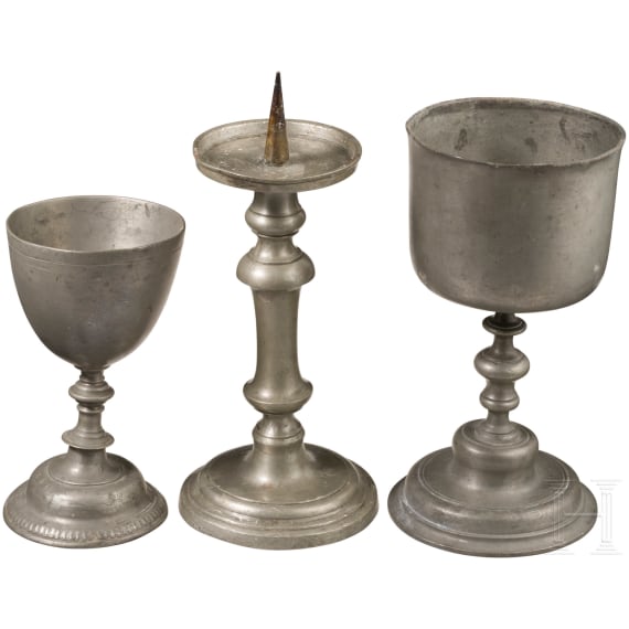 Two cups and a candlestick, Germany, 18th/19th century
