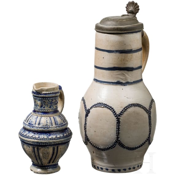Two German stoneware jugs, Westerwald, 18th/19th century