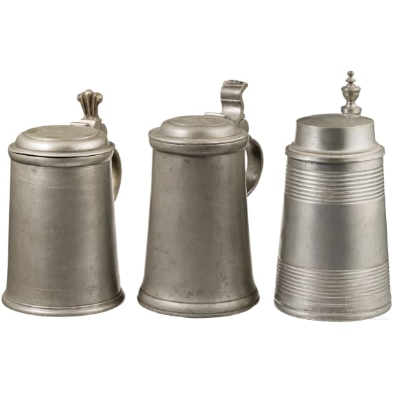 Three tin jugs, Lower Bavaria/Austria, 2nd half of the 18th/early 19th century