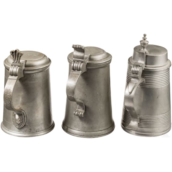 Three tin jugs, Lower Bavaria/Austria, 2nd half of the 18th/early 19th century