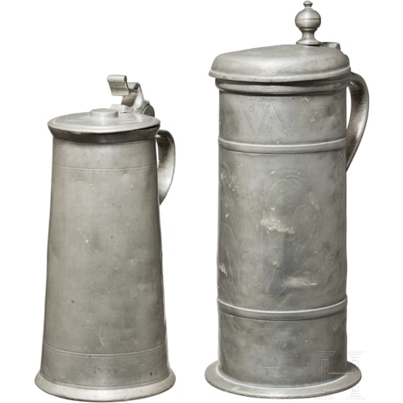Two German tin cans, 18th/19th century
