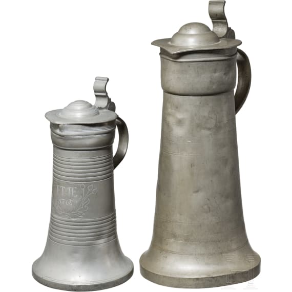 Two German tin jugs, Heilbronn, 18th/19th century