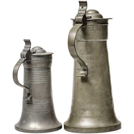 Two German tin jugs, Heilbronn, 18th/19th century